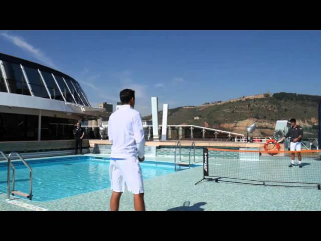 Nishikori, Almagro play on cruise rooftop in Barcelona