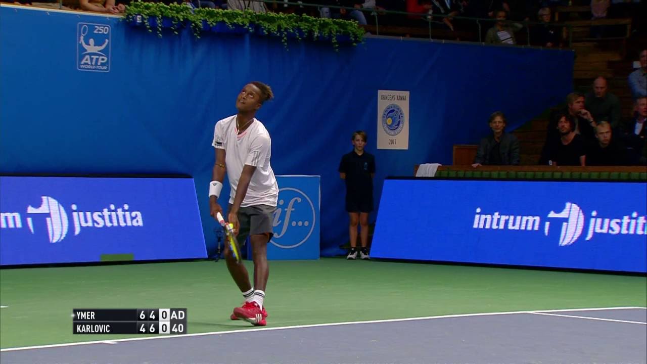 If Stockholm Open great point by Mikael Ymer against Ivo Karlovic