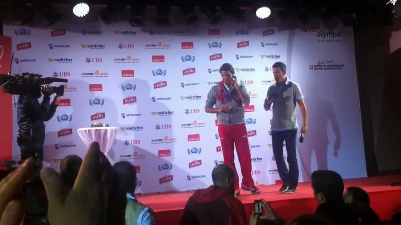 Roger Federer at The House of Switzerland, London Olympics, 5 August 2012