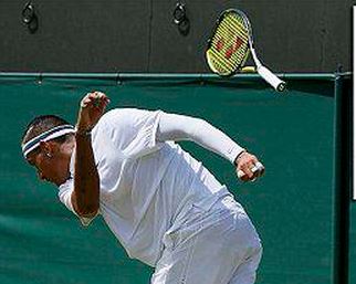 Kyrgios bounces racket into crowd