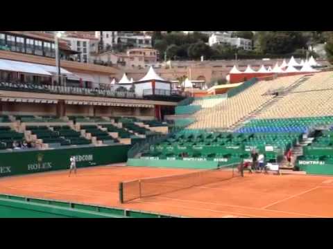 Novak Djokovic practicing with Dolgopolov (Monte Carlo 2014)
