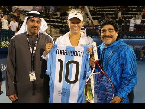 Caroline Wozniacki Meets Diego Maradona in Dubai