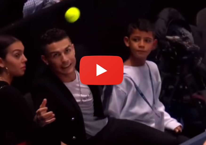 Cristiano Ronaldo playing the ballboy role for Djokovic Cristiano Ronaldo ballboy for Djokovic