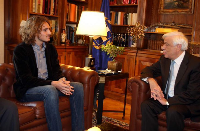 Tsitspas talking to the Greek President Tsitspas talking to the Greek President