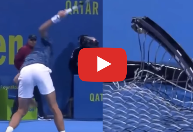 Djokovic smashes his racket in Doha