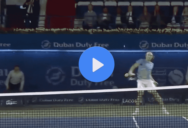 Incredible backhand return from Tsitsipas