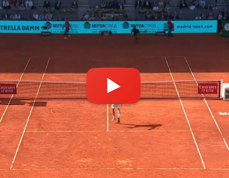 Federer saving 2 match points vs. Monfils