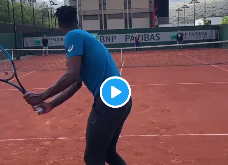 Gael Monfils and Elina Svitolina practice together at the ...