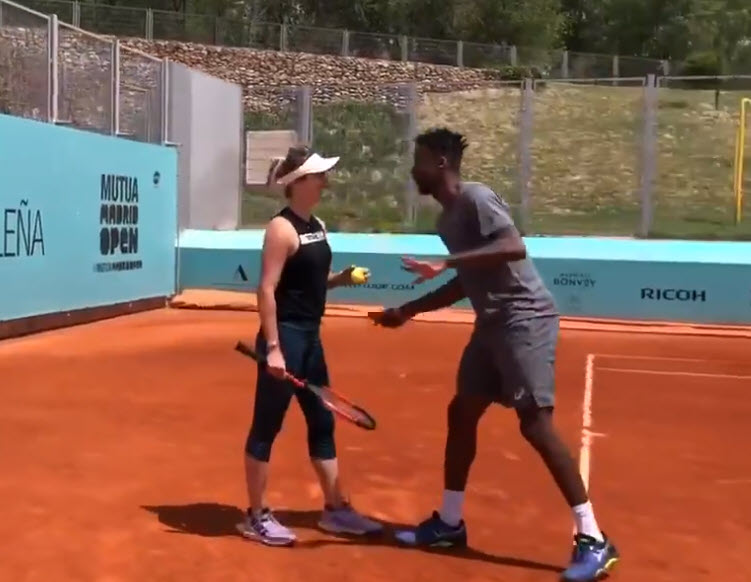 LOVELY. Monfils, Svitolina practice together in Madrid ...