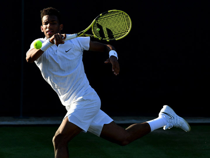 Felix Auger Aliassime in action Felix Auger Aliassime in action
