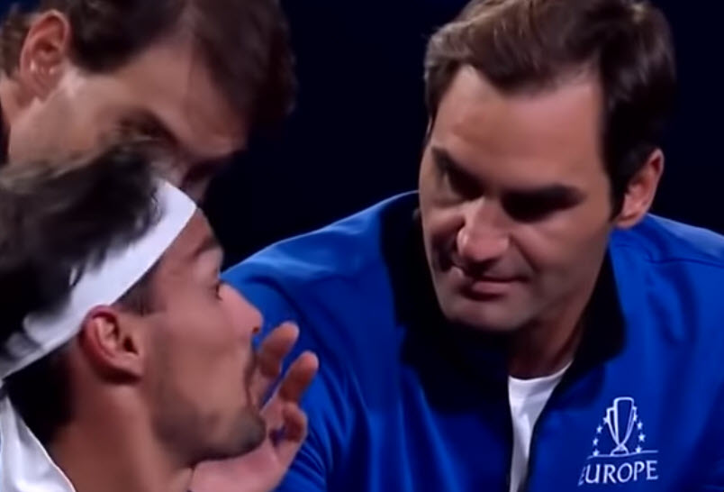 Federer and Nadal coaching Fognini