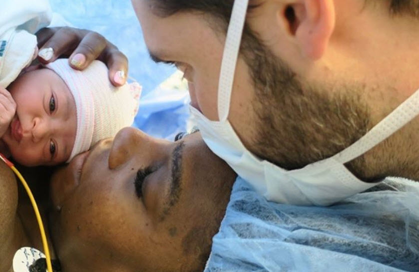Serena Williams with daughter and husband