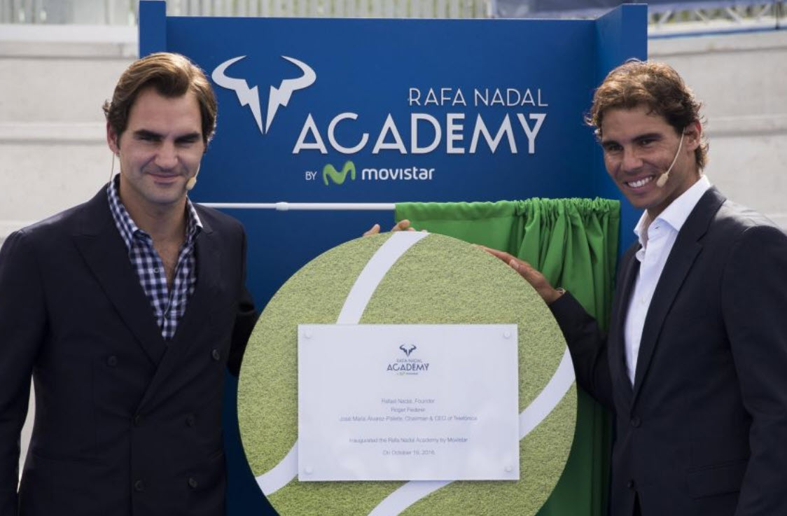 Federer and Nadal at the Rafa Nadal academy