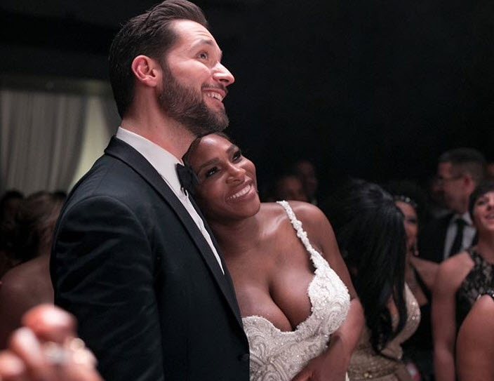 See Serena Williams' Wedding Dress & Chic Crystal-Covered Nikes