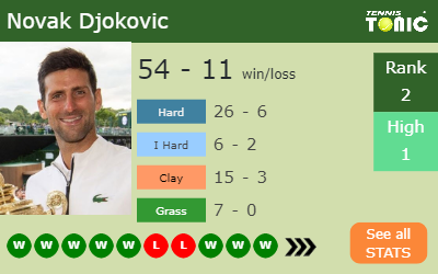 Novak Djokovic Stats info