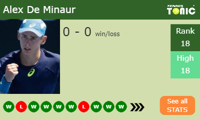 Alex De Minaur Stats info