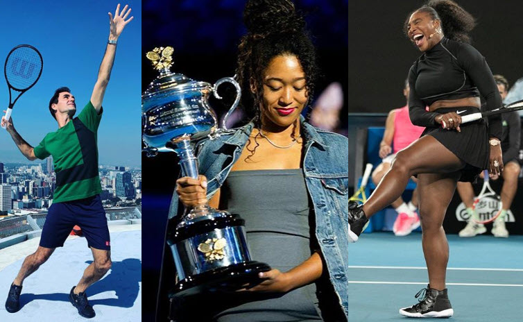Roger Federer Naomi Osaka and Serena Williams