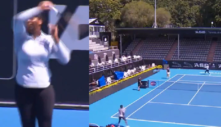 Serena Williams training in Auckland