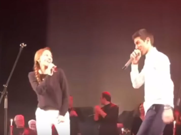 Novak and Jelena singing in Belgrade Novak and Jelena singing in Belgrade