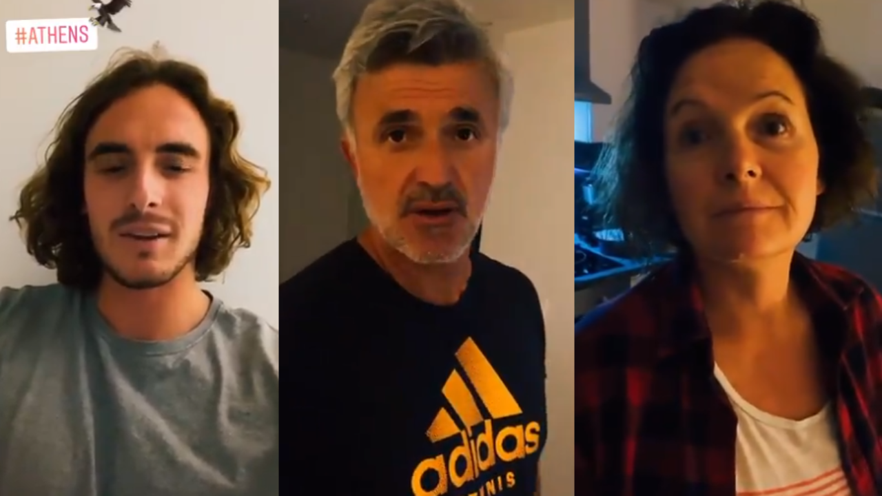 Watch Stefanos Tsitsipas Having Some Fun With His Father Mother And Brother During Lockdown Tennis Tonic News Predictions H2h Live Scores Stats