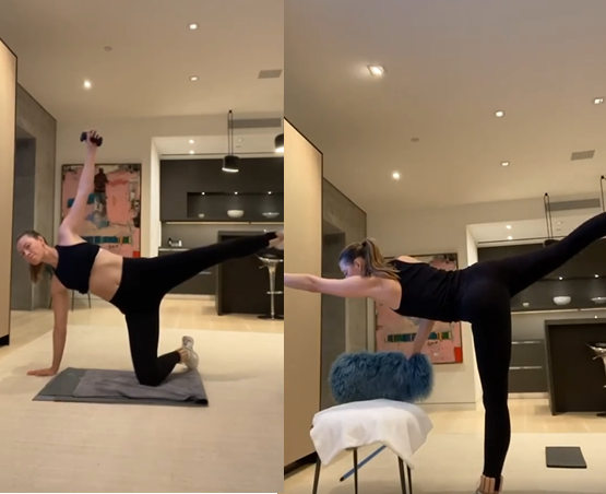 Sharapova training at home