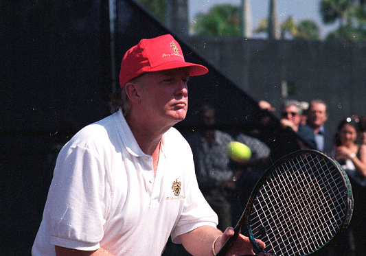 Trump playing tennis