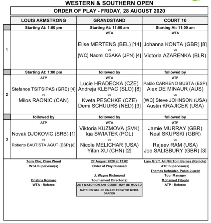 NO SEXISM. Explanation given for weird scheduling of Osaka, Mertens