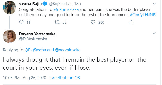 Yastremska Replied To Bajin