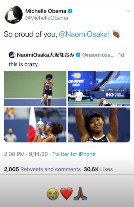Michelle Obama Congratulating Naomi Osaka