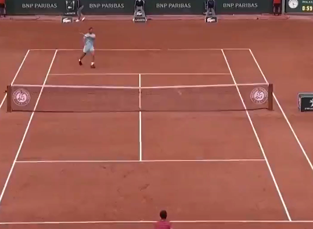 Nadal trashing an underarm serve from Mackenzie Mcdonald
