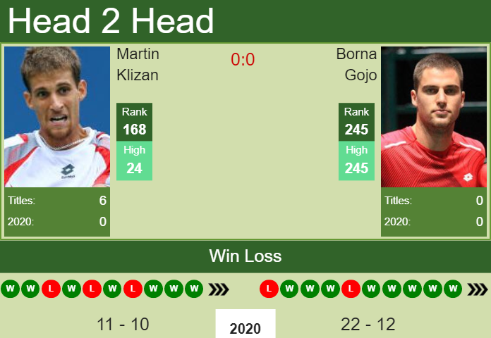 Prediction and head to head Martin Klizan vs. Borna Gojo