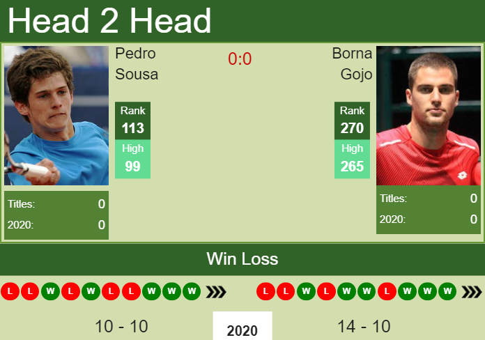 Prediction and head to head Pedro Sousa vs. Borna Gojo