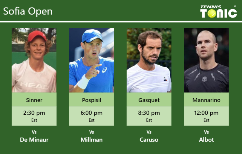 PREDICTION PREVIEW H2H Sinner Pospisil Gasquet and Mannarino