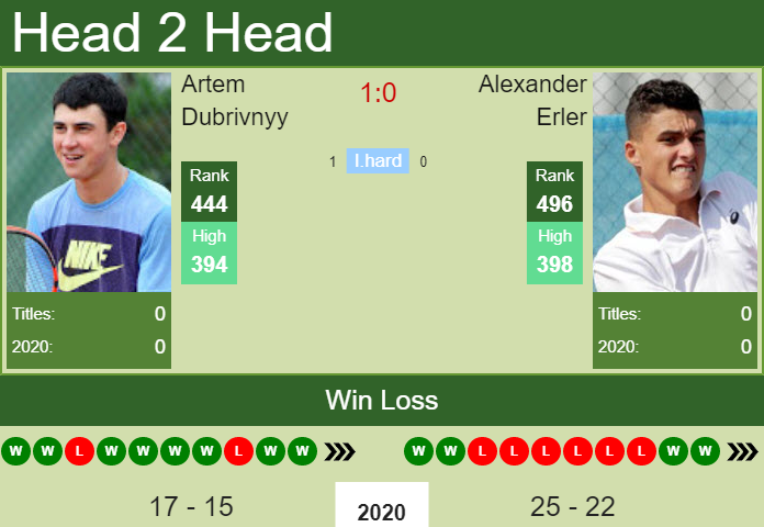 Prediction and head to head Artem Dubrivnyy vs. Alexander Erler