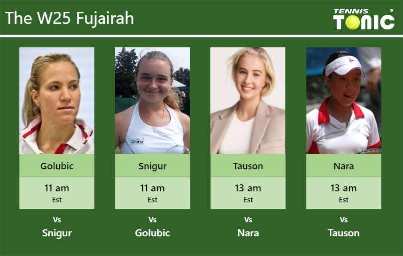 PREDICTION, PREVIEW, H2H: Golubic, Snigur, Tauson and Nara to play on Center Court on Friday – W25 Fujairah Viktorija Golubic-Daria Snigur-Clara Tauson-Kurumi Nara Stats info