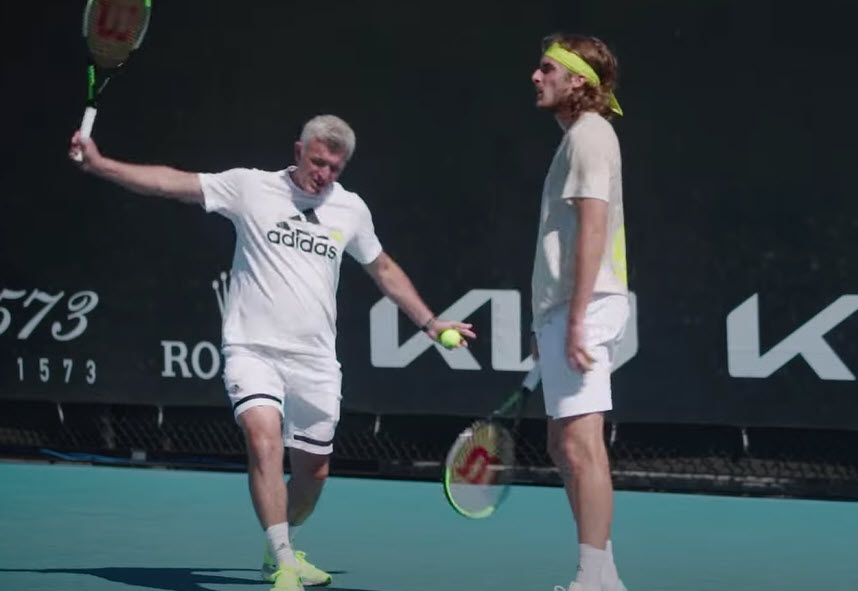 Stefanos Tsitsipas With His Father Training