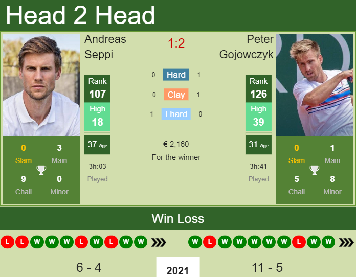 Prediction and head to head Andreas Seppi vs. Peter Gojowczyk