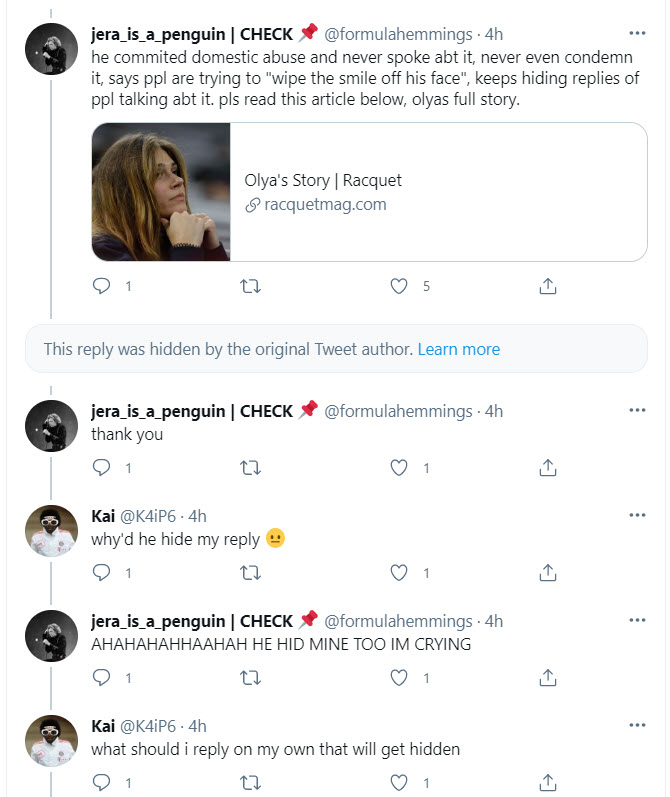Zverev Hiding Replies