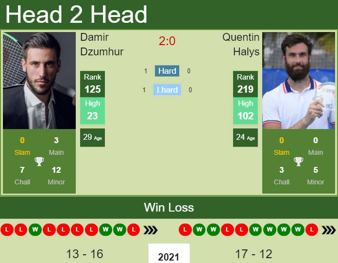 Prediction and head to head Damir Dzumhur vs. Quentin Halys