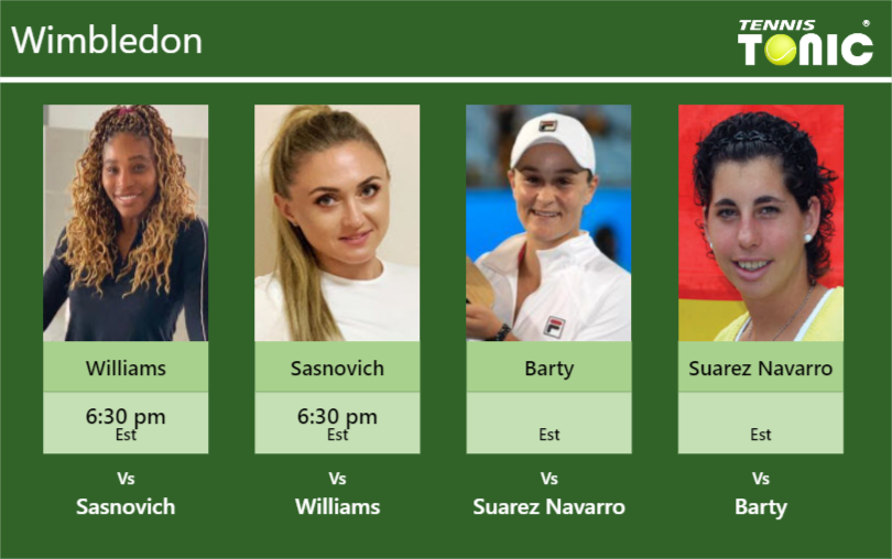 Serena Williams-Aliaksandra Sasnovich-Ashleigh Barty-Carla Suarez Navarro Stats info