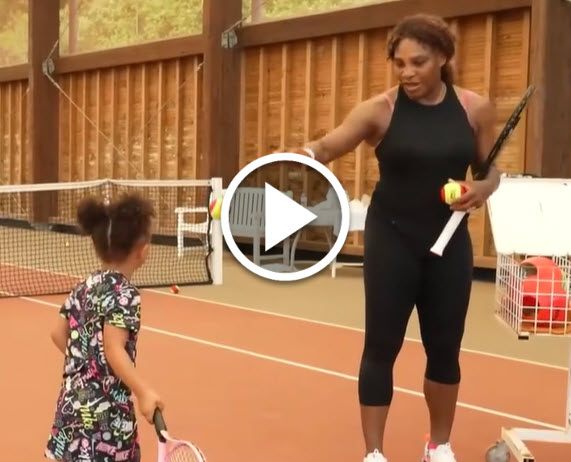 Serena Williams Has Tennis Practice with Daughter Olympia [VIDEOS]