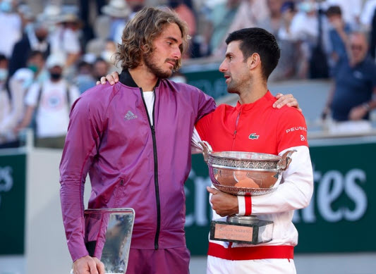 Stefanos Tsitsipas And Novak Djokovic In Paris