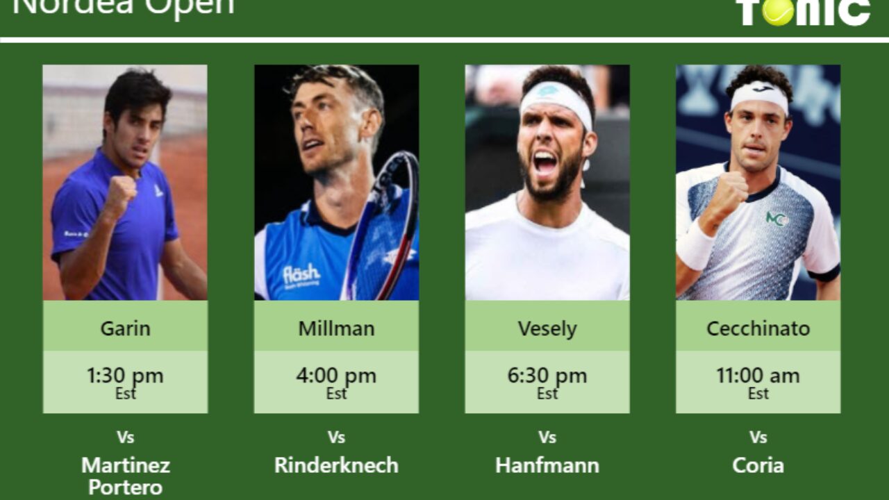 PREDICTION, PREVIEW, H2H Garin, Millman, Vesely and Cecchinato to play on CENTRE COURT on Wednesday - Nordea Open - Tennis Tonic