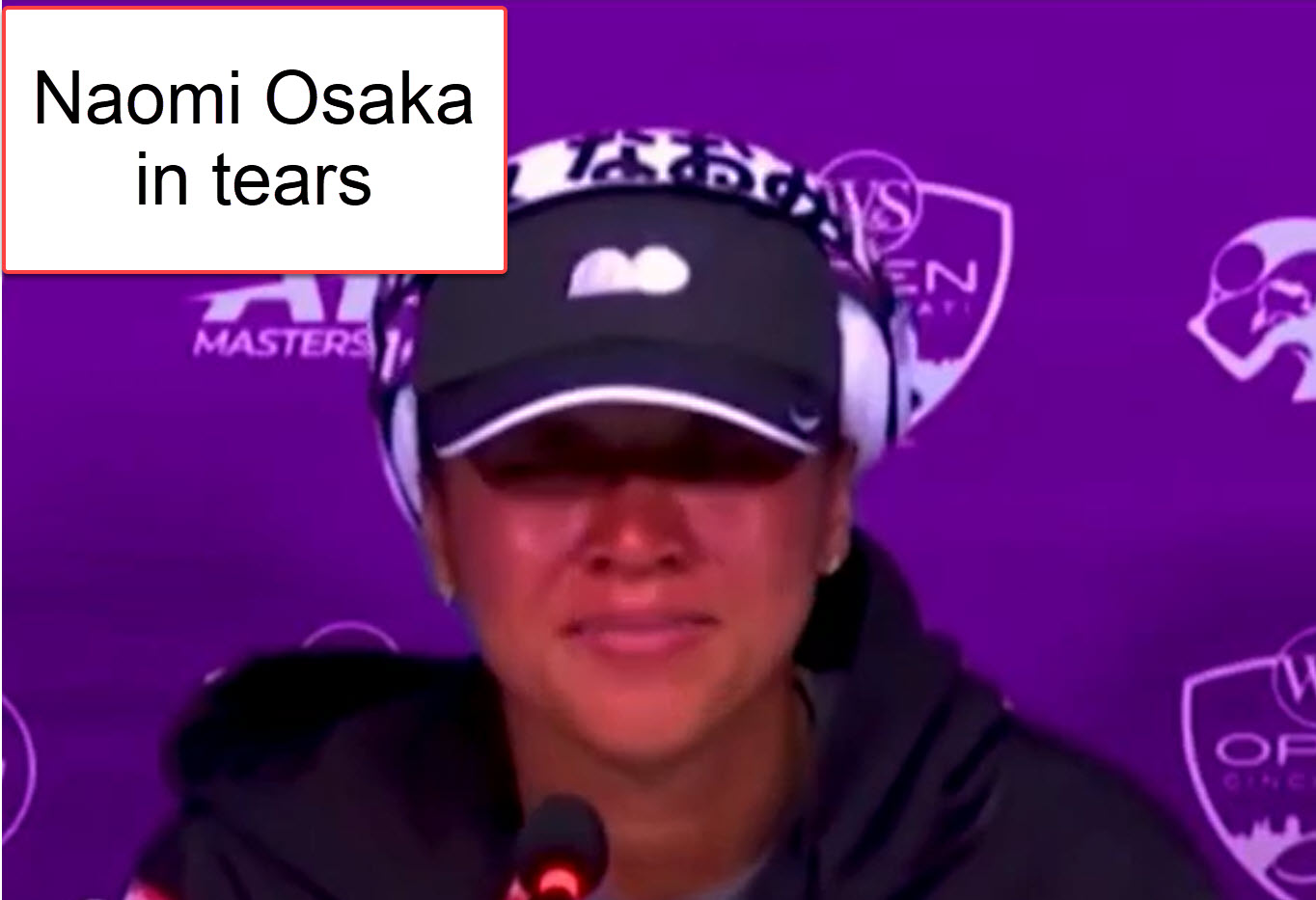 Naomi Osaka crying during press conference