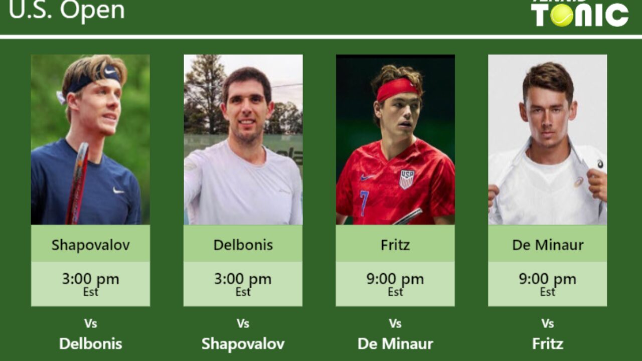 PREDICTION, PREVIEW, H2H Shapovalov, Delbonis, Fritz and De Minaur to play on Louis Armstrong Stadium on Wednesday - U.S