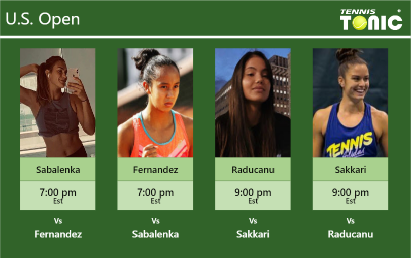 Aryna Sabalenka-Leylah Annie Fernandez-Emma Raducanu-Maria Sakkari Stats info