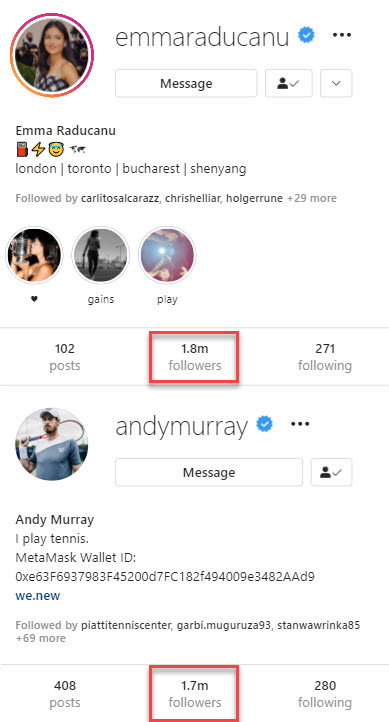INCREDIBLE. Emma Raducanu has more followers than Andy Murray on ...