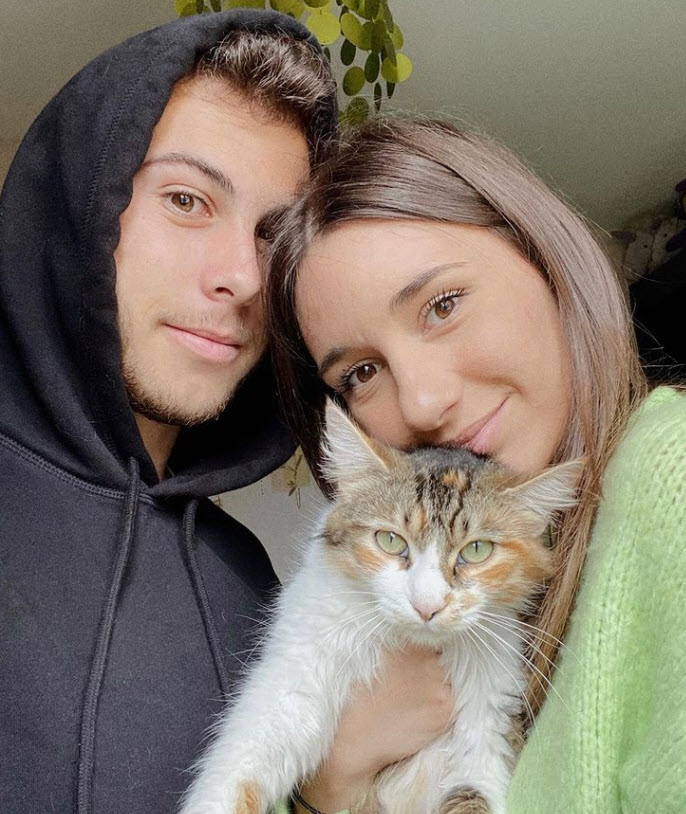 Hugo Gaston And His Girlfriend Laetitia And A Cat
