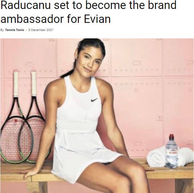 Emma Raducanu Ambassador For Evian