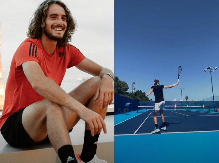 Stefanos Tsitsipas training